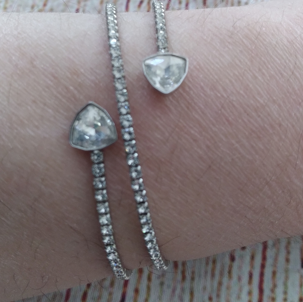 Arrow bracelet bangle silver & rhinestones